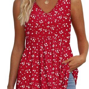 Womens Tank Tops 2025 Flowy Peplum Tops for Women Dressy Sleeveless V Neck Babyd